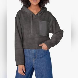 NWT UGG Myley Sherpa Cropped Grey Soft Hoodie Size Small